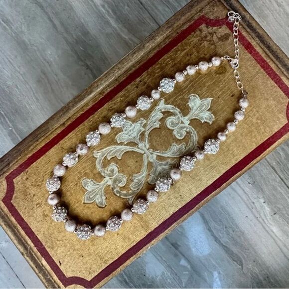 Gold/rhinestone beaded necklace NEW bling wedding mother of the bride wedding - Picture 2 of 2